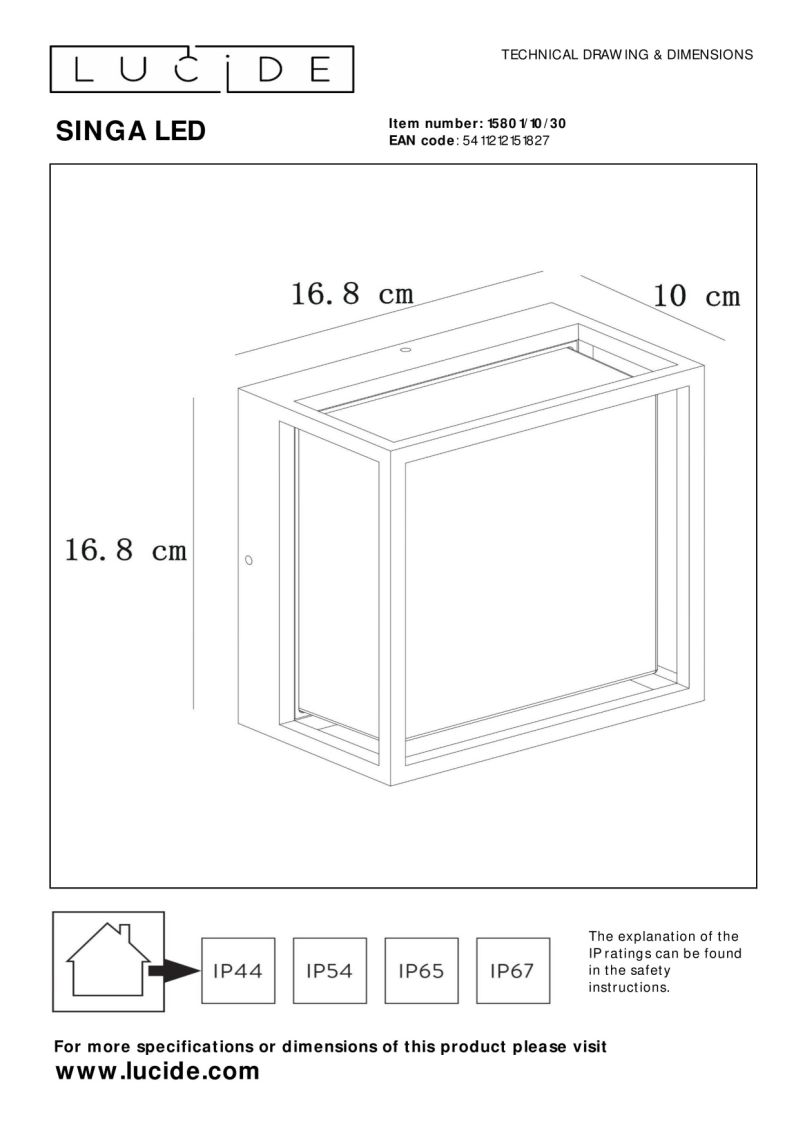 Lucide SINGA LED - Nástenné svietidlo Vonkajšie - LED - 1x9,6W 3000K - IP54 - Čierne